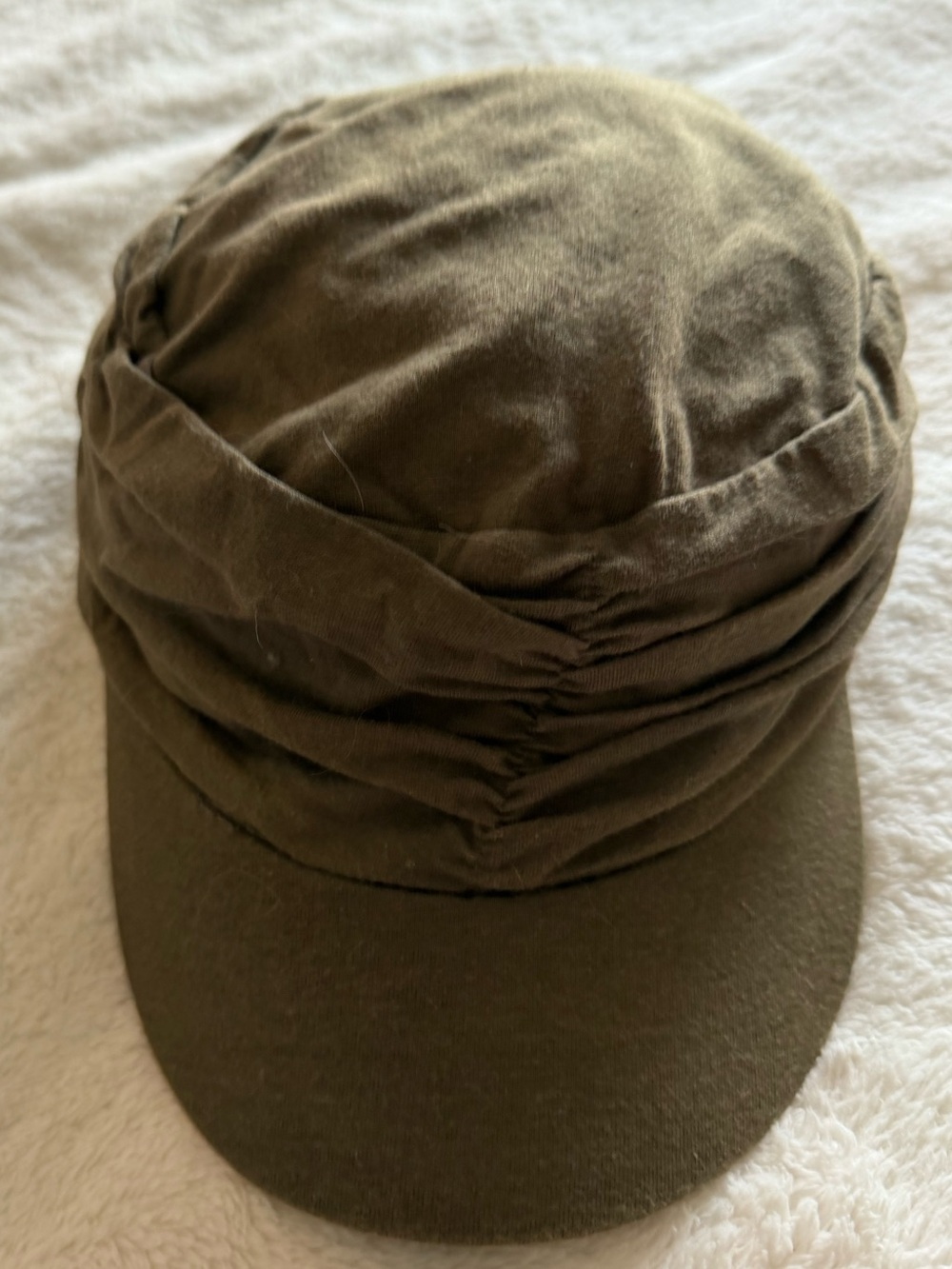 Women's Olive Green Ruched Cadet Cap